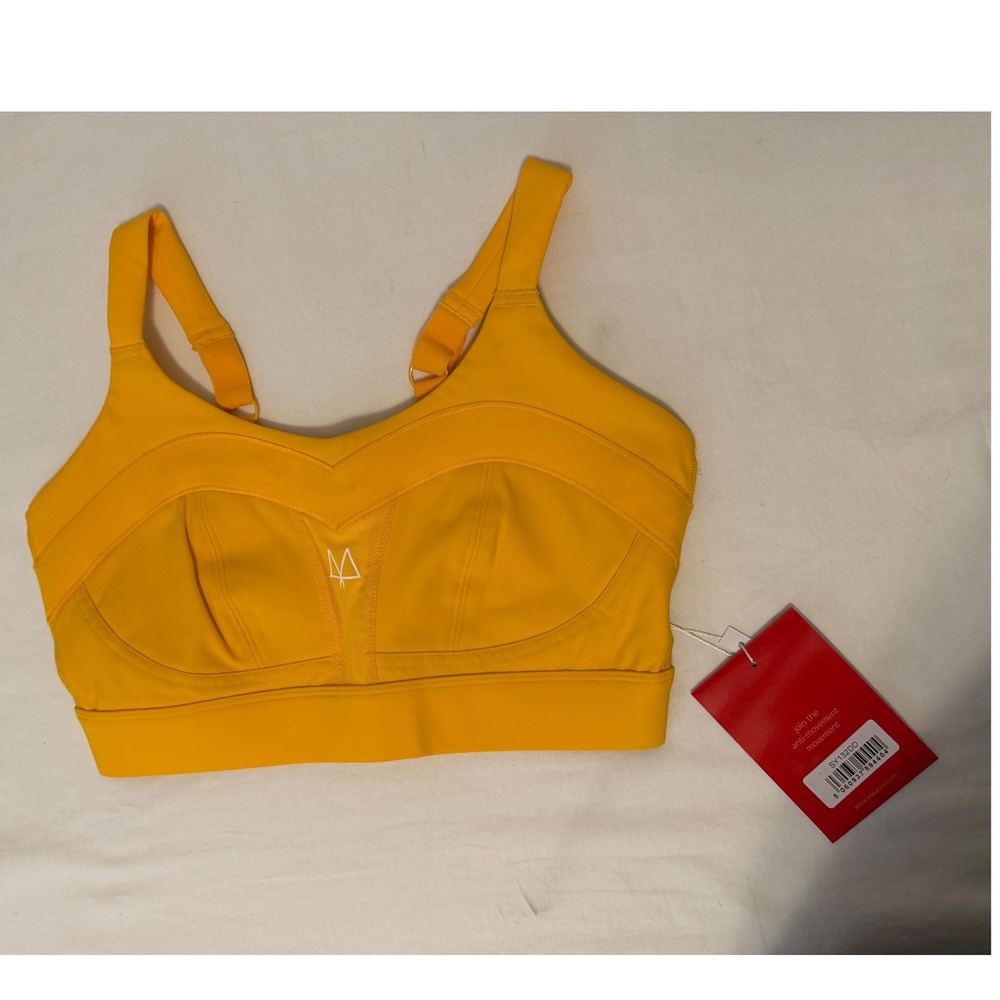 MAREE Solidarity High Impact Sports Bra Yellow 32DD Overband Technology Athletic